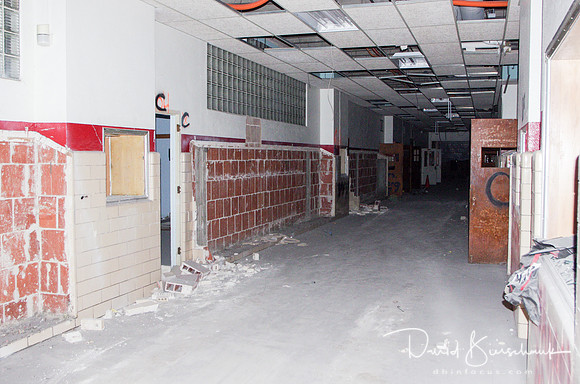 Looking South in the North hall toward offices