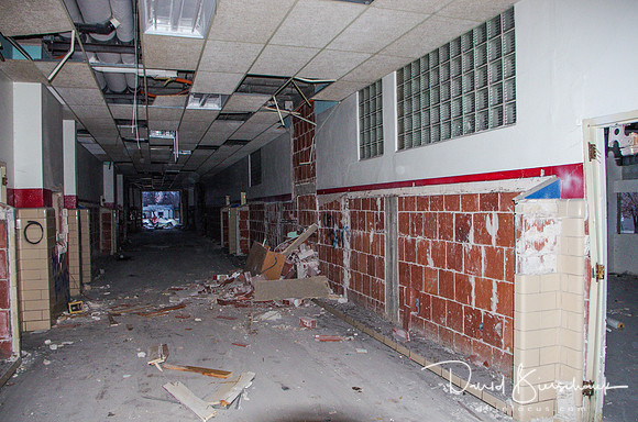 Lockers are gone in the North Hall.  Looking North about mid hall