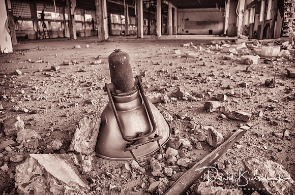 Lamp that once hung on the outside of the building