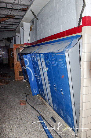 Leaning lockers in West hall