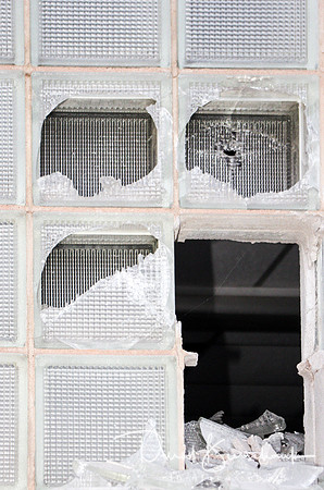 Broken glass blocks