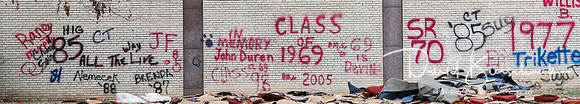 Five photograph pano of the South end of the east wall