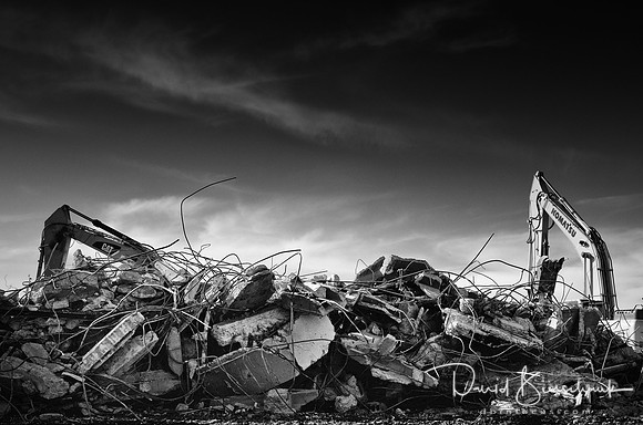 Working the debris pile