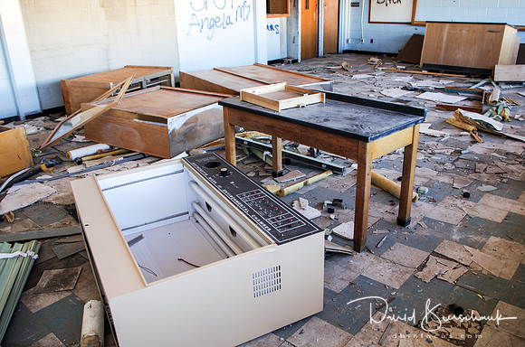 Science room with abandoned equipment